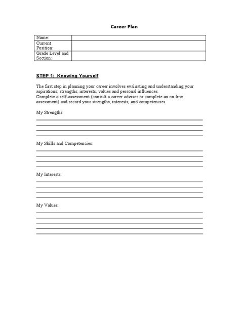 Career Plan Template | PDF | Mentorship | Goal