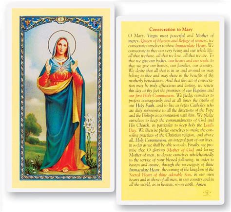 25 Cards Per Pack 80 Per Card Consecration Of Mary Laminated Prayer Card