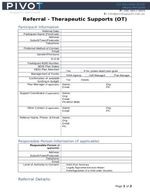 NDIS Participant Referral Doc Template PdfFiller