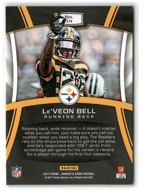 2017 Panini Rookies Stars Standing Ovation Le Veon Bell 14 Pittsburgh