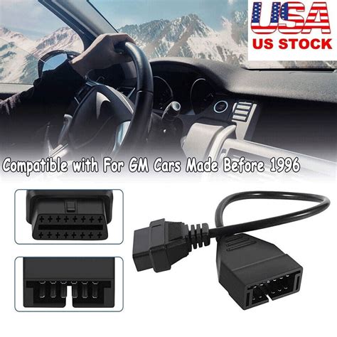 For Gm Obd 12 Pin Obd1 To 16 Pin Obd2 Convertor Adapter Cable Diagnostic Scanner