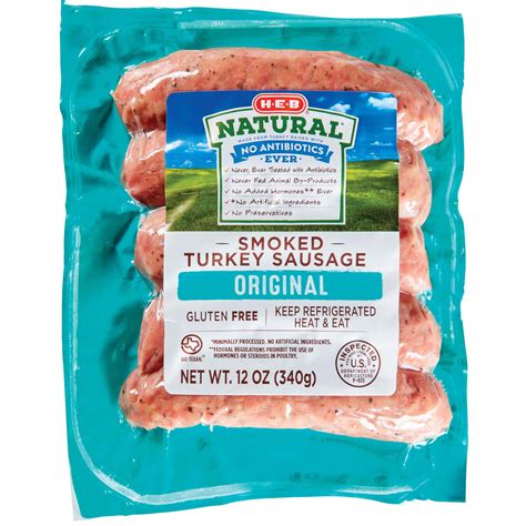 H E B Natural Smoked Turkey Sausage Links Original Shop Sausage At