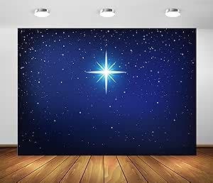 Beleco X Ft Fabric Star Night Backdrop Holy Christmas Star Blue Starry