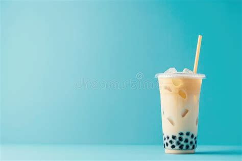 Refreshing Boba Tea With Milk And Tapioca Pearls Design For Print Card