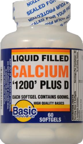 Basic Liquid Filled Calcium Plus Vitamin D Softgels 60 Ct Fred Meyer