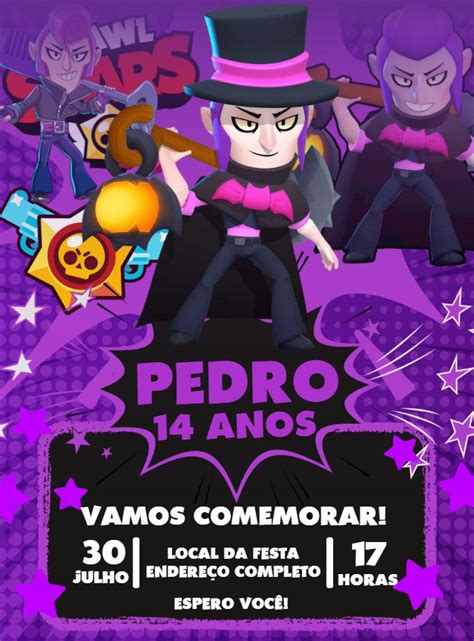 Invitaci N De Cumplea Os De Mortis De Cartola Brawl Stars In