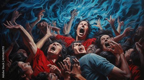 Multifaceted Scream Art Illustration Dynamic Facial Expressions