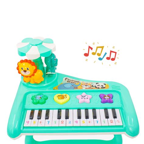 Teclado Piano Musical Brinquedo Infantil Divertido Som Luzes Carrossel