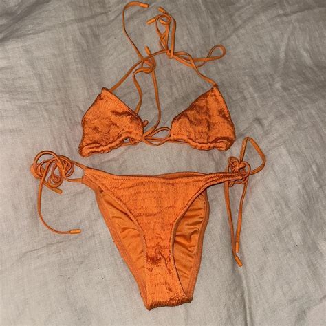 Triangl Vinca Orange Bikini Top Medium Bottom Small Depop