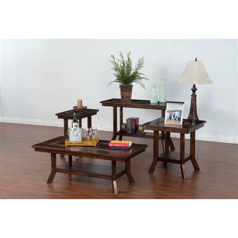 Sunny Designs Santa Fe 10026912 Rustic Coffee Table with Natural Slate