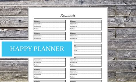 Happy Planner Classic Password Tracker Fillable Pdf Printable Etsy