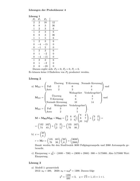 Lösung Probeklausur 4 Beste Vorbereitung L osungen der