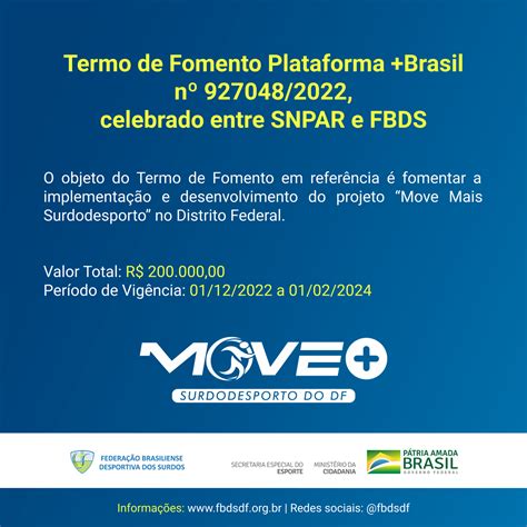 Termo de Fomento Plataforma Brasil nº 927048 2022 Move Mais