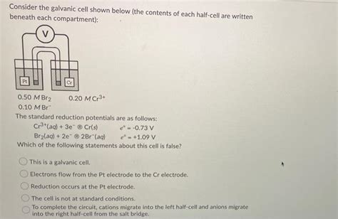 Solved Consider The Galvanic Cell Shown Below The Contents Chegg