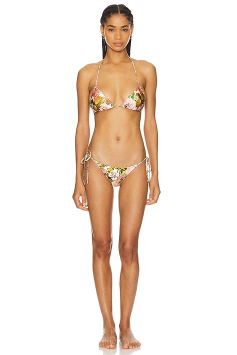 Zimmermann Golden Mini Tri Bikini In Pink Rose REVOLVE