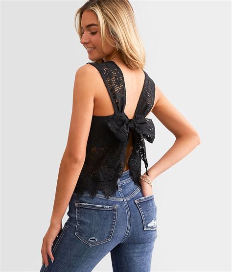 Daytrip Open Back Tie Lace Tank Top Women S Tank Tops In Black Buckle