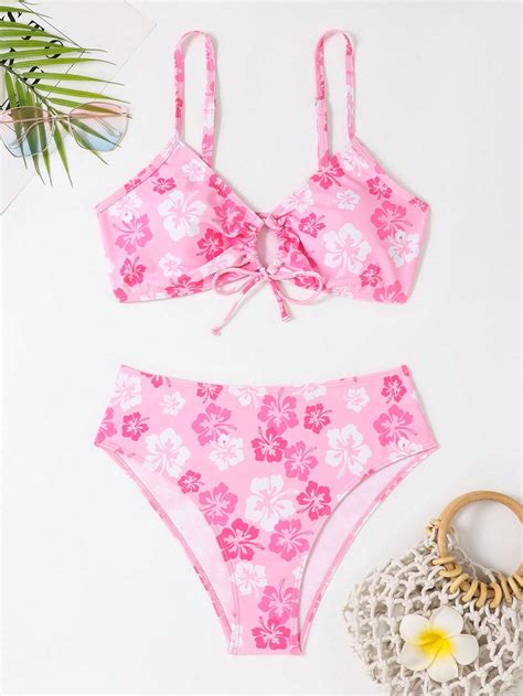 Shein Brasil In 2024 Floral Print Bathing Suit Pretty Swimsuits