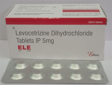 Levocetirizine Dihydrochloride 5mg Tablets Packaging Type 10 10 Alu