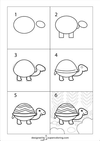 How to Draw a Cartoon Turtle | Free Printable Puzzle Games