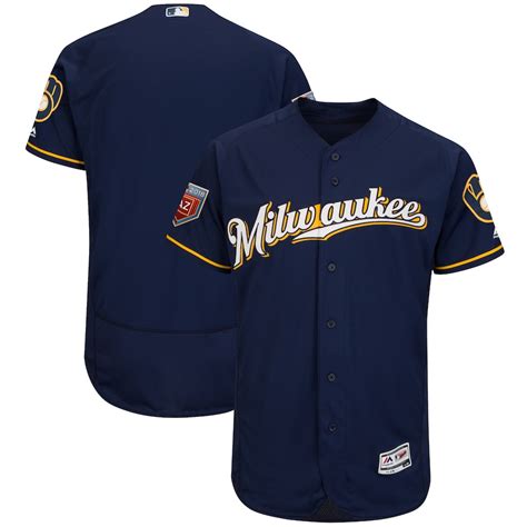 Majestic Milwaukee Brewers Navy 2018 Spring Training Flex Base Team Jersey