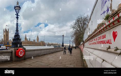 The Covid Memorial Wall Across The River Thames And Opposite The