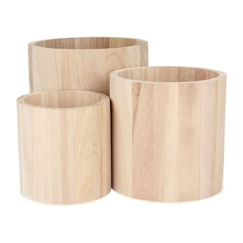 Set De Vases Ronds En Bois