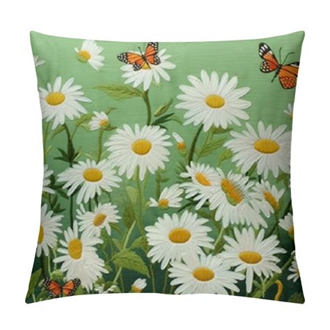 Creowell Spring Pillow Covers Farmhouse Spring Summer Decor Light