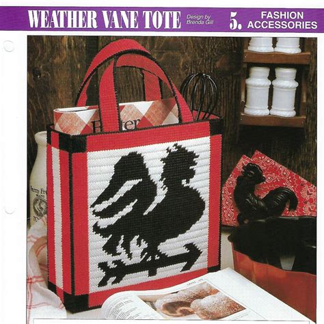 Weather Vane Tote Plastic Canvas Pattern Annie S International Plastic Canvas Pattern Club Etsy