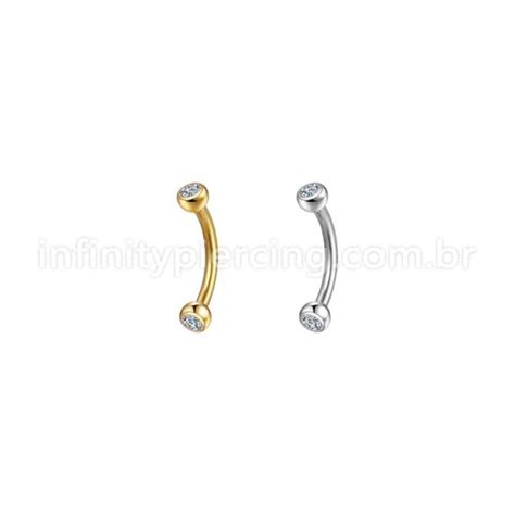 Piercing Barbell Curvo Aço Cirúrgico Zircônia Cravada Infinity Piercing