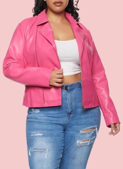 Plus Size Pink Leather Jacket Airborne Jacket