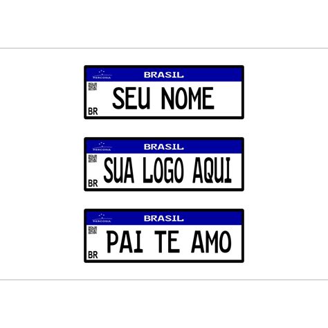 Placa Decorativa Personalizada Estilo Placa De Carro Mercosul MDF Nome