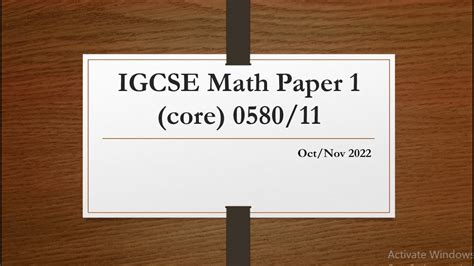 Igcse Mathematics Paper 1 Core 0580 11 Oct Nov 2022 Youtube