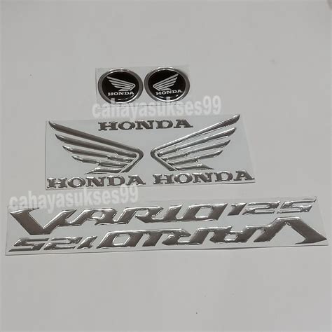 Sticker Timbul VARIO 125 Silver Chrome Stiker Sayap Honda Emblem Motor