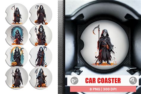 Car Coaster Halloween Grim Reaper Graphic By Artnoy Creative Fabrica