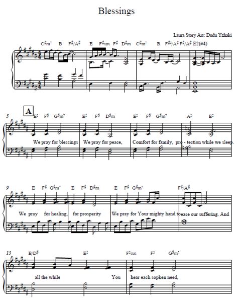 Free Sheet Music To Blessings By Laura Story Story Guest