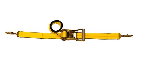 2" x 8' Short Wide Handle Ratchet Strap Assembly with Twisted Snap Hooks