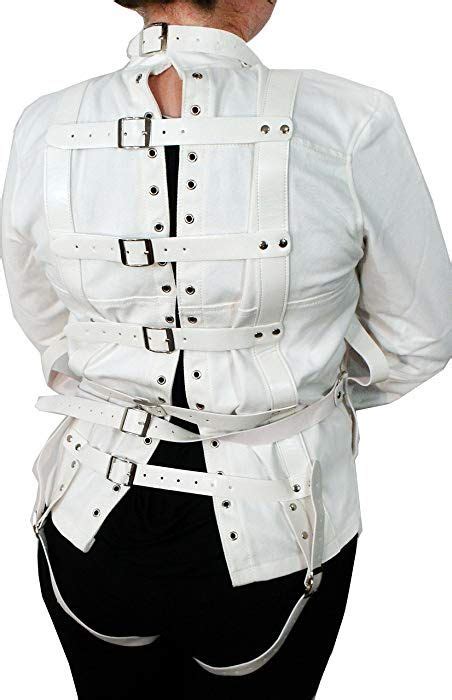 Unisex White Canvas Straight Jacket Costume Clothing