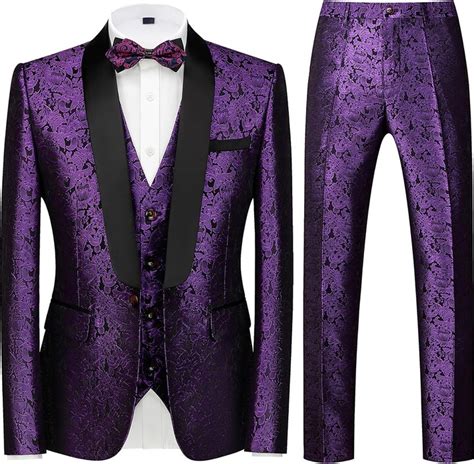 Kudoro Men S Suits Piece Regular Fit Skinny Paisley Jacquard Tuxedo