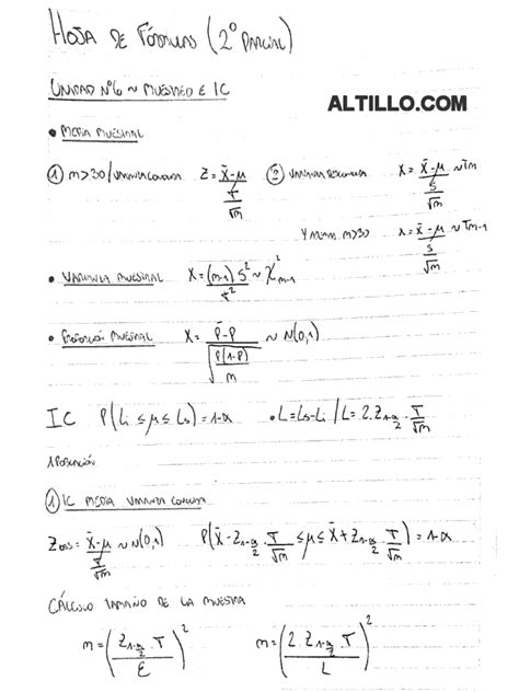 Hoja De F Rmulas Segundo Parcial Estad Stica Bianco Cs
