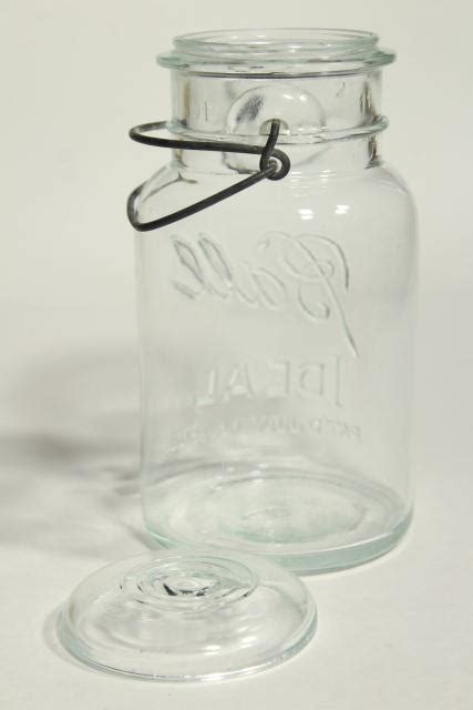 Ball Ideal Mason Jar W 1908 Patent Date Antique Vintage Bail Glass Lid Canning Jar