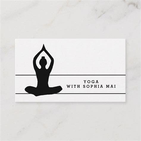 A Yoga Business Card With The Words Yoga With Sophia Mai In Black And White