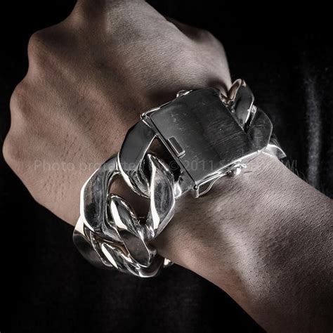 35mm Very Heavy Silver Curb Bracelet Chunky Silver Bracelet Bracelets For Men Mens Bracelet