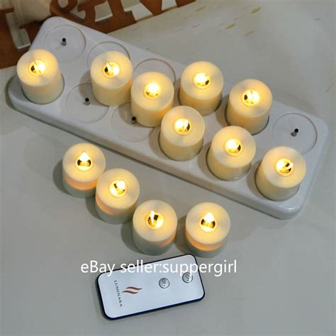 Luminara Rechargeable Flickering Led Tea Light Candles With Timer For