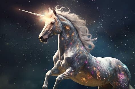 Premium AI Image | Unicorn in space with stars and nebula 3d rendering