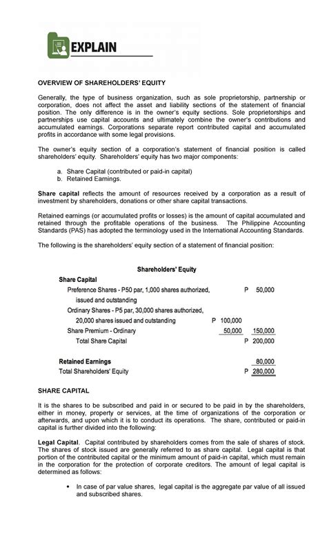Explain - Module 10 Corporation - Share Capital, Retained Earnings and