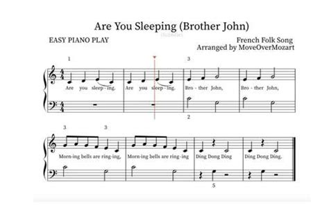 Are You Sleeping Brother John Easy Piano Play By MoveOverMozart