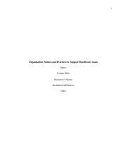 Organization Policies And Practices To Support Healthcare Issues