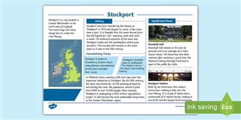 Stockport Local History Fact File - KS2 - Twinkl