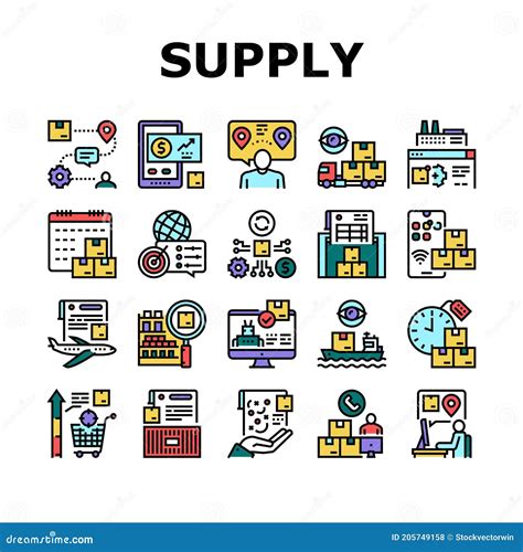 Supply Chain Management System Icons Set Vector Stock Vector