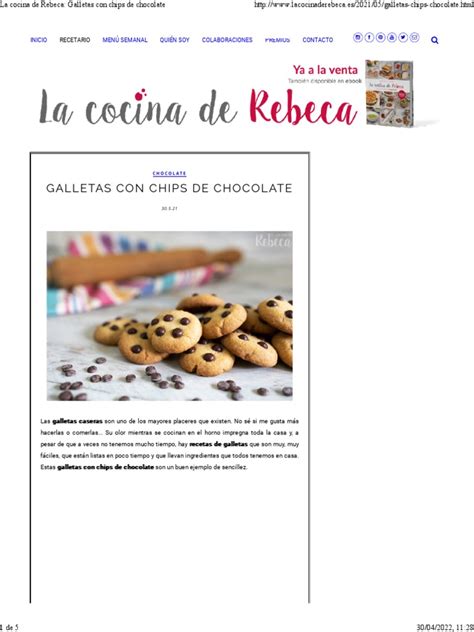 La Cocina De Rebeca Galletas Con Chips De Chocolate Pdf Galleta Chocolate